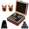 Father'S Day Gift For Men Whiskey Stones Set 8 Pcs Granite Ice Cubes+ 2 Pcs Cups For Whisky In Wooden Bottle Box Present For Dad