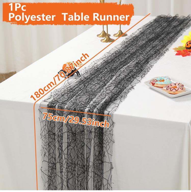 

Halloween Woven Lace Spider Web Black Red White Table Flag Halloween Spider Web Table Runner Atmosphere Prop Decor for Home