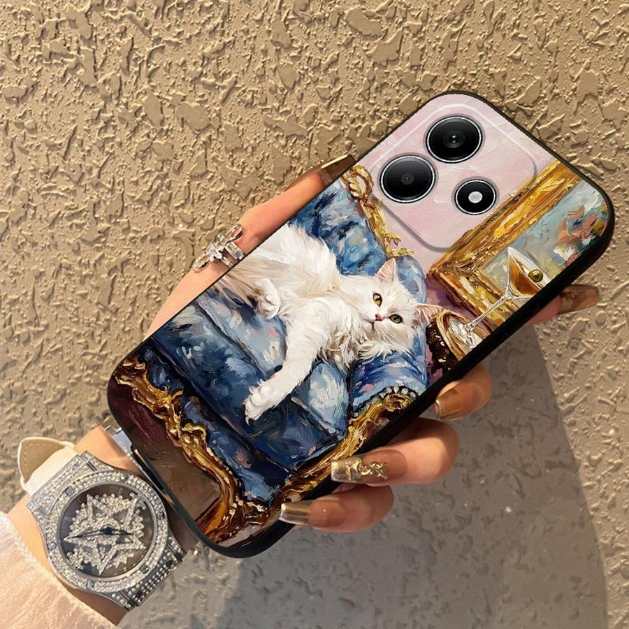 Cartoon Oil Painting Cat Case for Xiaomi Redmi Note 14 10 K80 A1 14C 13 Pro Plus 12C 13C 9 8 7 A4 A5 12 11 A3 Phone Cover K40 A2