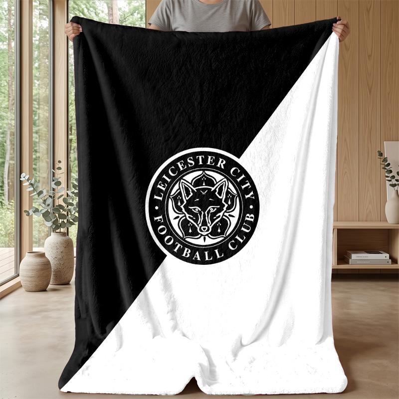 Leicester City Fußball Druck Flanell Decke, Weiche Warme Leichte Überwurfdecke für Sofa Bett Camping