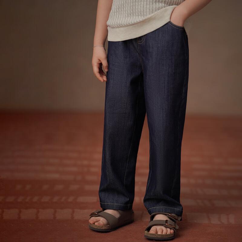 Hacikis Kids Fade-Resistant Denim Straight-Leg Pants 120 джинсовый синий
