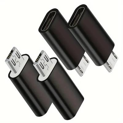 4pcs USB C To Micro USB Adapter Type-C Female Converters, Charging And Data Sync for Galaxy S7  And More Micro Port Devices