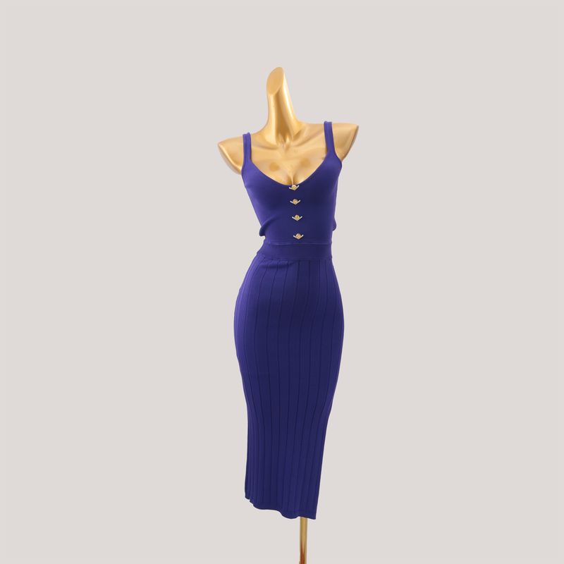 

Luxury French Style Women s Clothing Elegant V-neck Sleeveless Knitting Dress Women s New Arrival Tight Waist Slim Looking Sheath Vest Dress Purple All yards