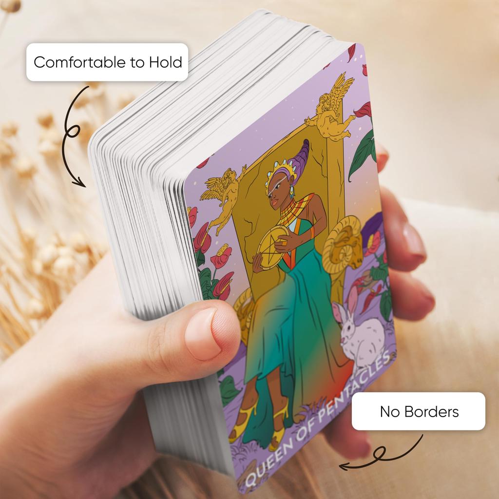 Wyspell Feminine Tarot Borderless Tarot Playing Card Set Deck, Cards, Beginner's Guidebook, Beginner's