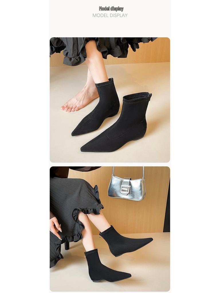 Weiwei Girl Autumn/Winter Suede Pointed Toe Flat Ankle Boots for Women