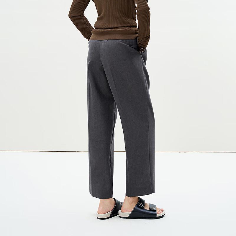 LESS Women's 100% Wool Straight Cropped Pants