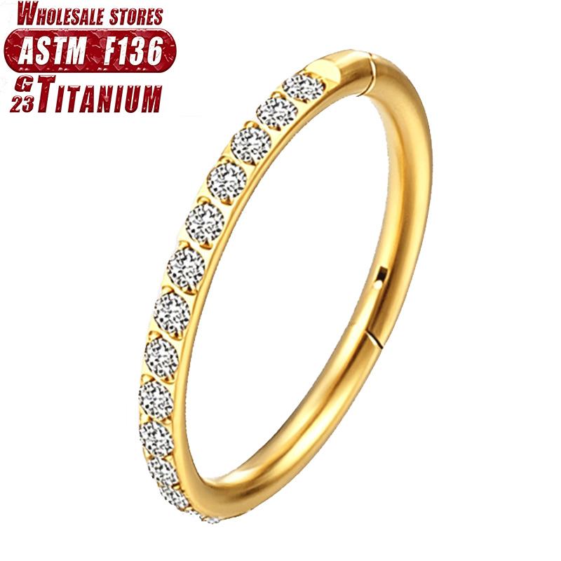 Implantatqualität G23 Titan 16G Clicker Creolen Ring CZ Huggie Ohrringe für Knorpel Septum Tragus Helix Piercing Körperschmuck 6mm&Earrings&Ears beige