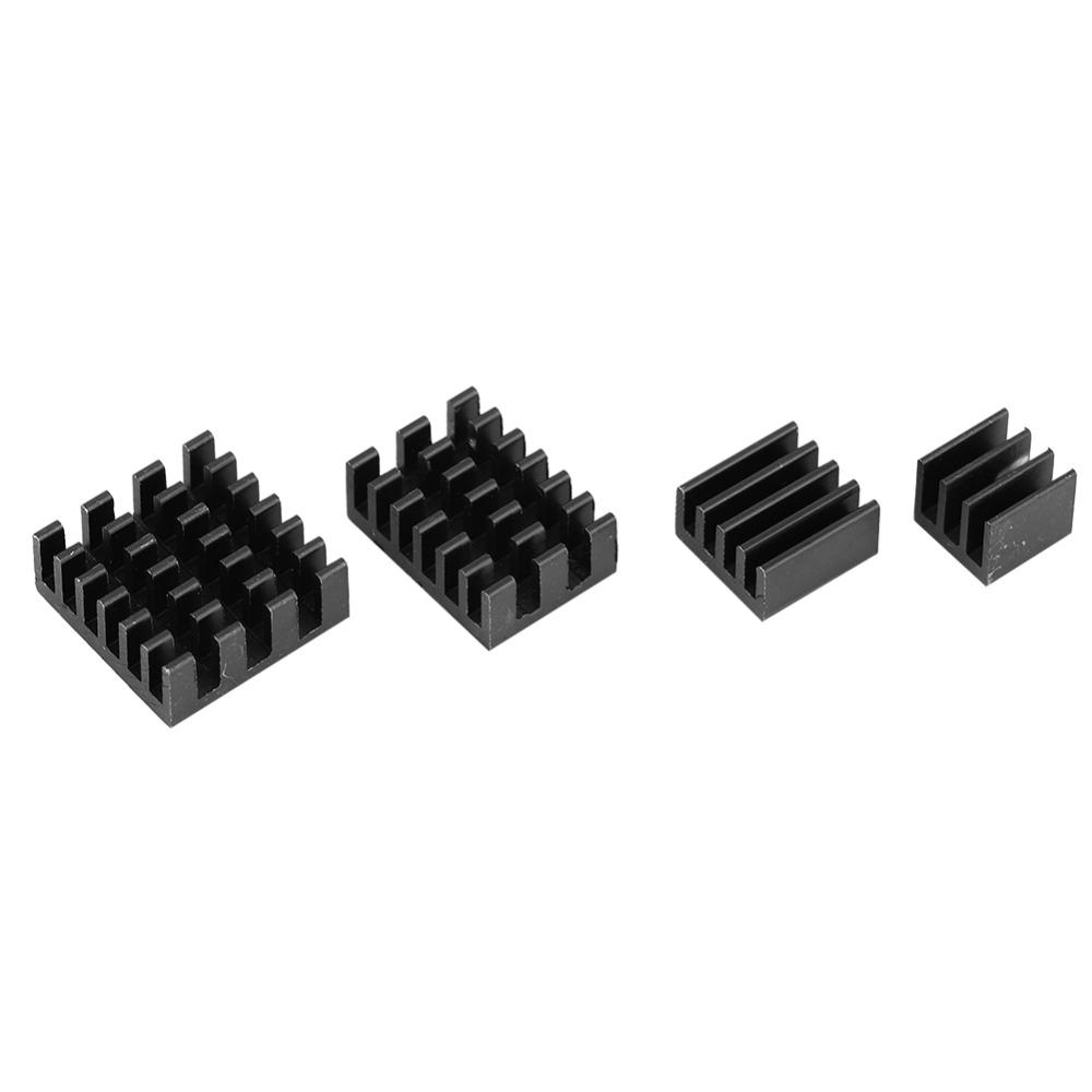 5Set/20Pcs Black Aluminum Heat Sink with Adhesive CPU Cooler Electronic Devices