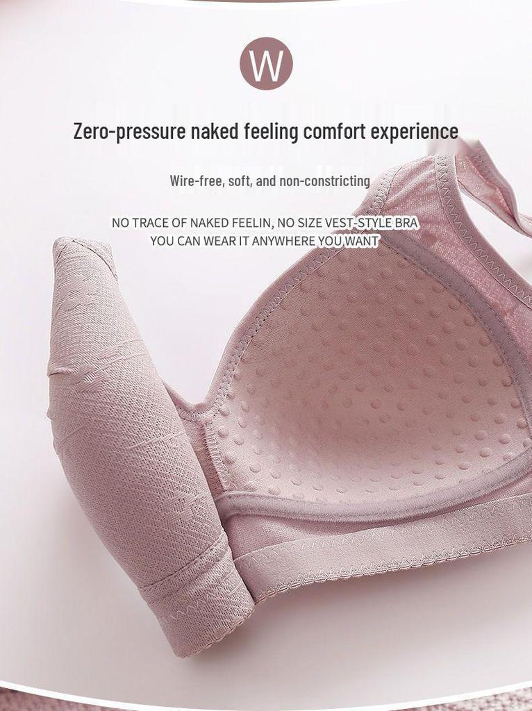 Cotton Front-Closure Wire-Free Push-Up Bra for Mature Women - Large, Breathable, Anti-Sagging Style