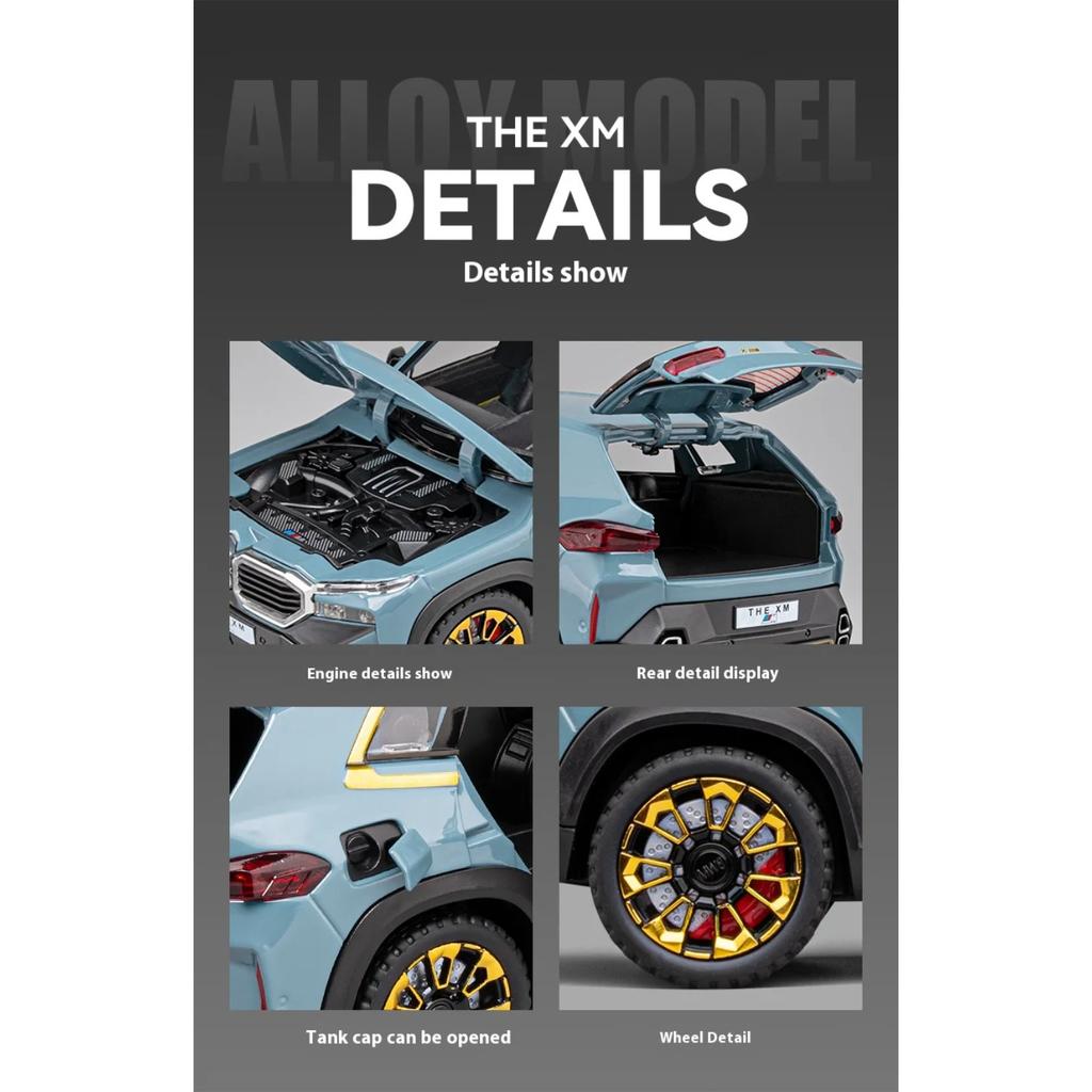 Simulation 1/24 BMW THE-XM Alloy Car Model, Door-opening Car Model Ornaments, with Sound and Lights for Boys Toy Car Birthday Gift