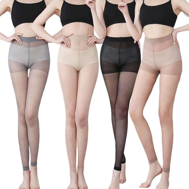 Summer Women'S Sheer Footless Pantyhose Plus Size Footless Tights For Weight 132-276 Lbs Full Length 105Cm For Tall People