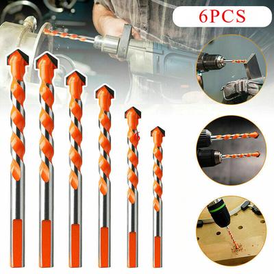 6pcs Orange Hard Alloy Overlord Diamond 4/5/6/8/10/12mm Ceramic Tile Perforated Wall Drilling Tool Drill Bit Set