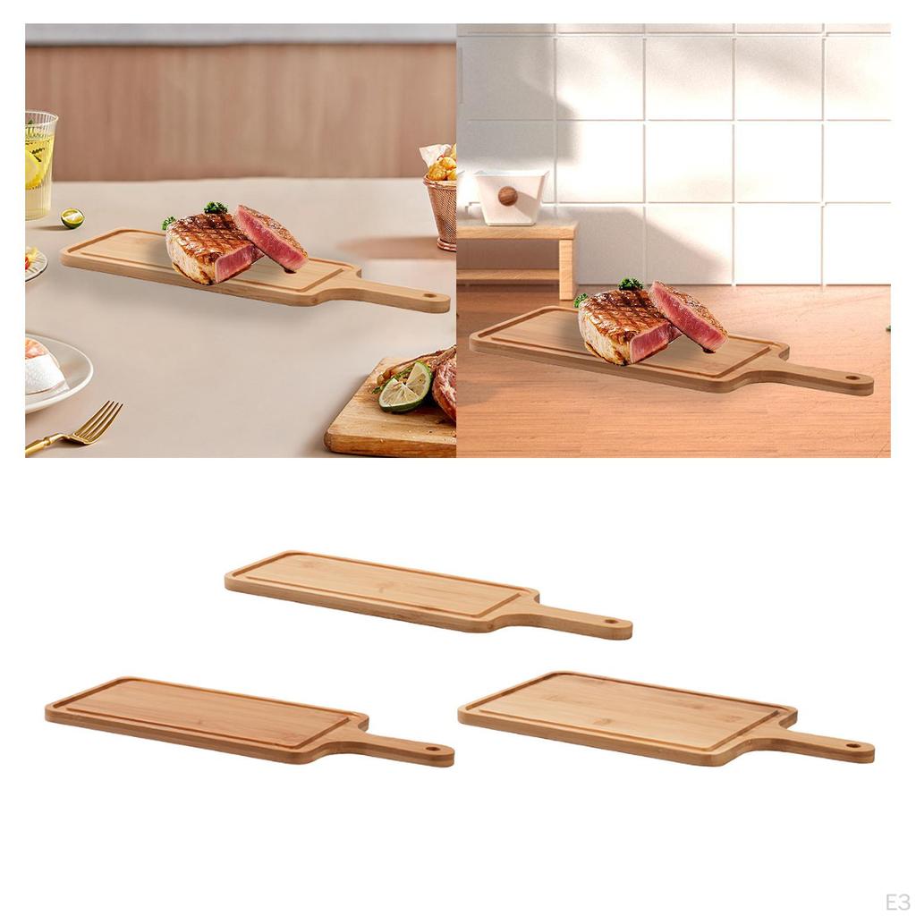 Pizzaschep ,Snackbord, Dinerbord Creatief met Handvat Bamboe Snijplank Dessert Serveerschaal