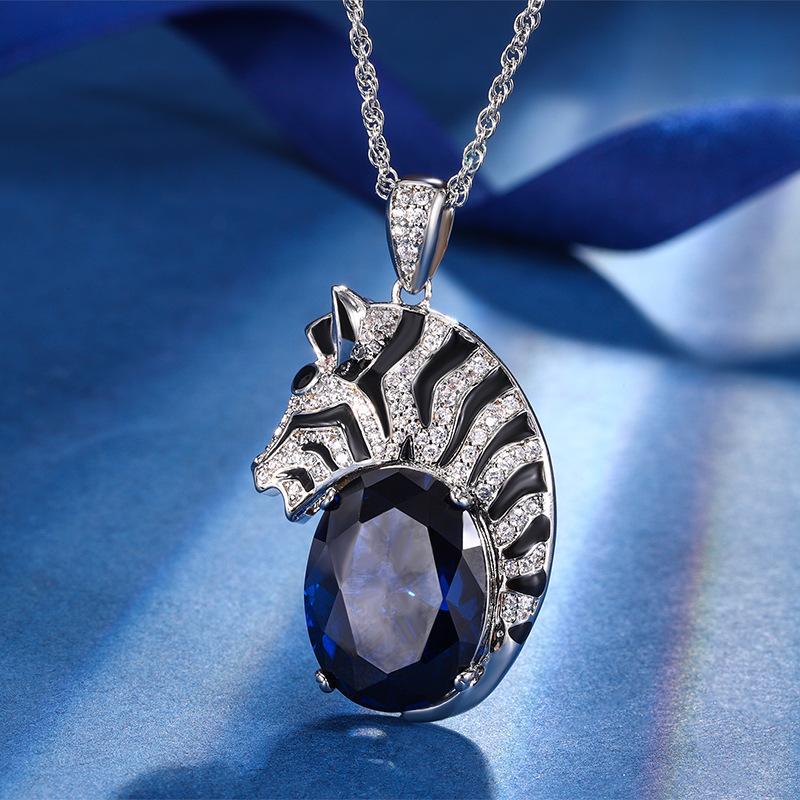 Autumn And Winter Jewelry Copper Bottom Gold-Plated Zebra Light Luxury Personality Exaggerated Pendant Main Stone 15 * 20