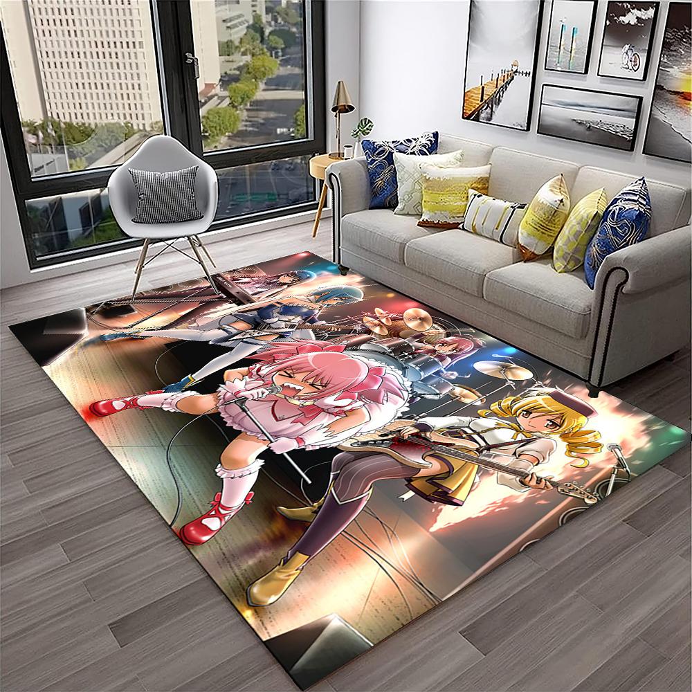 3D Cartoon Puella Magi Madoka Magica Carpet Rug for Home Living Room Bedroom Sofa Doormat Decor,kids Area Rug Non-slip Floor Mat