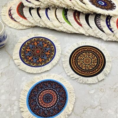 Tea Cup Pad Circular Mouse Wrist Guard Pad Dining Table Coffee Pad Retro Bowl Pad Patterned Design
