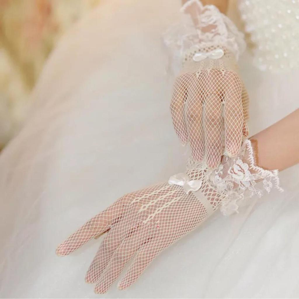 Cross-border Bridal Fishnet Butterfly Wedding Gloves - Elastic Cheongsam-style Hollow Gauze Design