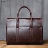 NZPJ Vintage Genuine Leather Men's Briefcase Natural Cowhide Handbag Casual Men Bag Wearable Luggage For 14 Inch Laptops