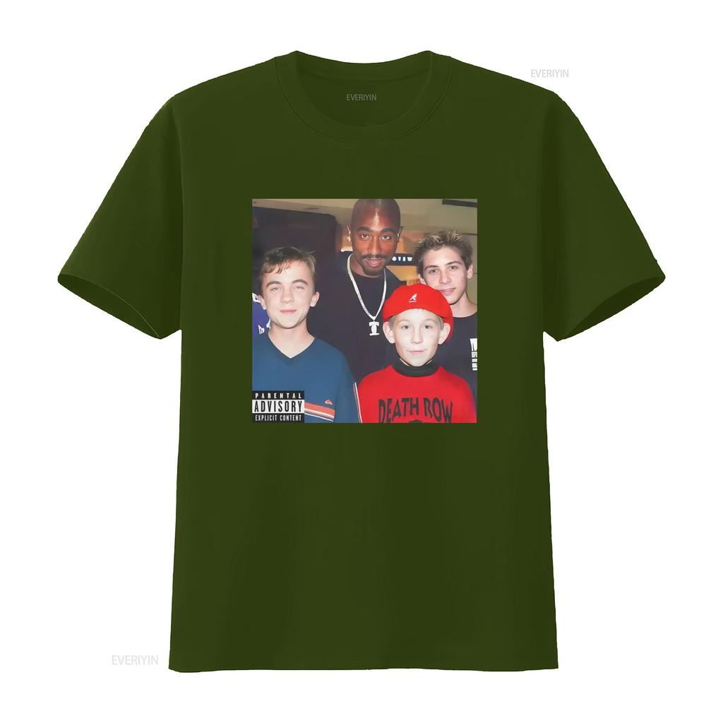 Malcolm In the Middle 2 Pac T Shirt Death Row Vintage Washed Top For Everyday Wear Stretched Comfortable Unisex Homme Casual