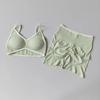European and American Style Hot Girl Fitness Set with Peach-Shaped Butt Design, Yoga Set for Women with Chest Pads, Sports Bra, High-Waisted Shorts