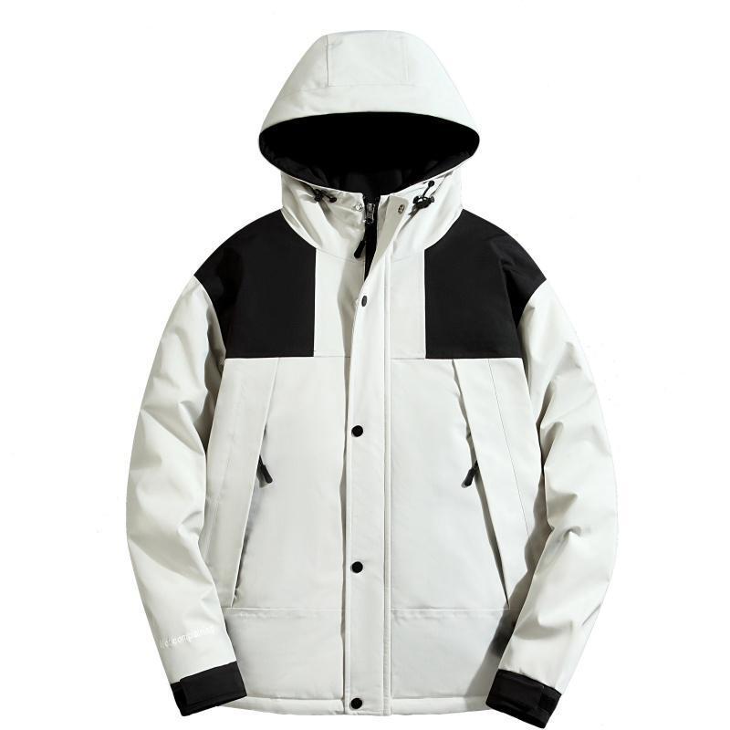 

Down jacket winter new color-blocked hooded white duck down workwear thickened warm couple men s and women s jackets M