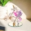 Flying Horse Statue Artificial Crystal Figurine with Winged and Golden Edges Gift For Women And Home Office Decoration
