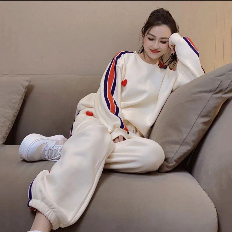 Women's Plus Size Casual Sports Set: 2025 Autumn/Winter Fashionable Loose Two-Piece for Commuting