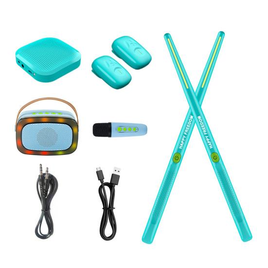 1 Set Air Drum Kit with Drumsticks Pedals Audio Converter Speaker 3D Motion Sensing Electric Drum Beginners Virtual Drum Percussion Instrument