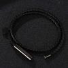 Dual-Strand Black Titanium Steel Clasp Bracelet with Graded Magnetic Buckle - Japanese & Korean Style, Unisex, Laser Engraved.