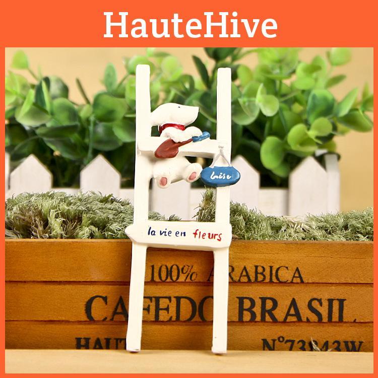 Creative Staircase Climbing Puppy Scene Mini Model Ornament For Indoor Decor