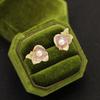 Creative Geometric Irregular Floral Design Earrings Fashionable Casual Style Inlaid with Pearl Accessories Women's Stud Earrings