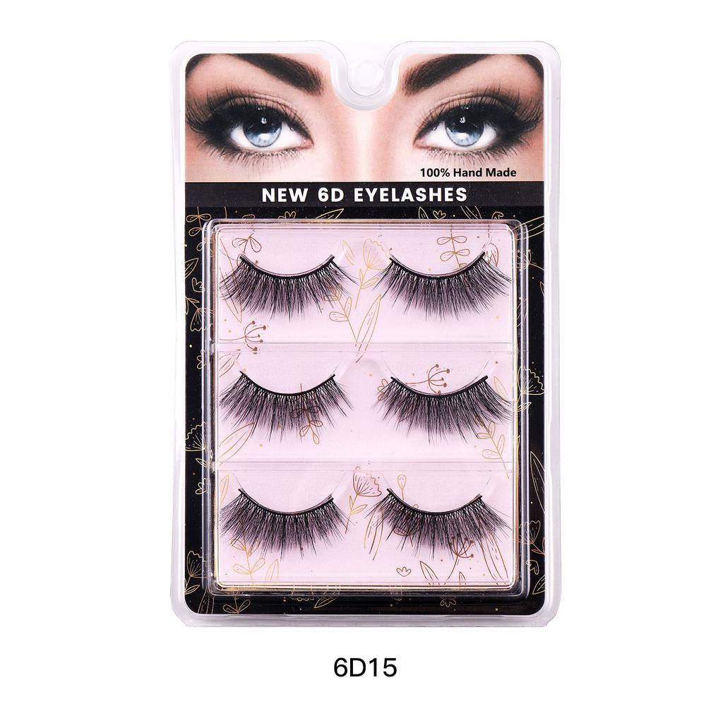 Naturchemiefaser 3 Paar Falsche Wimpern Internet-Berühmtheit Simulation Paar Geklebte Wimpern