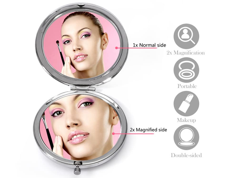 Foldable Compact Gift for Female White 60th Entrance Respect for the Aged and [wuxichiyan] Mirror, Double-Sided, Portable, Women, Friends,