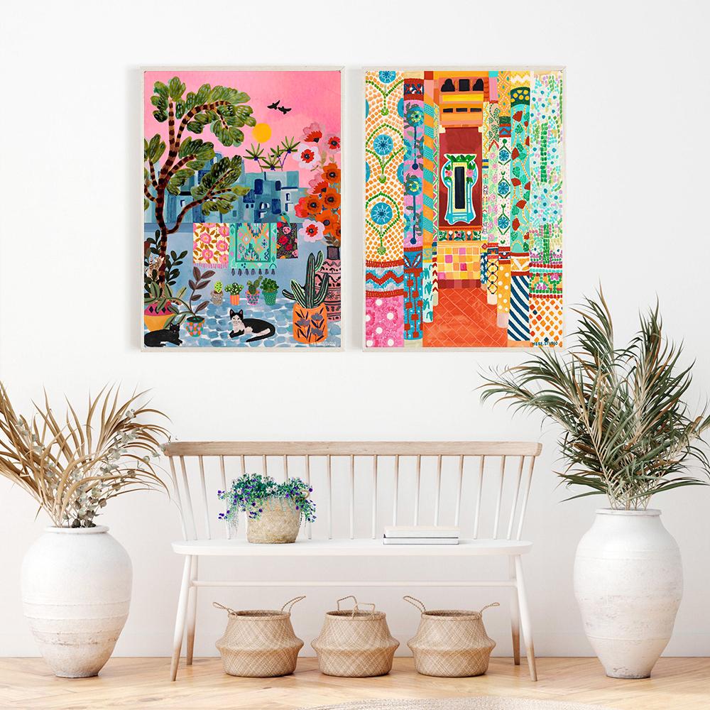 Călătorii Maroc Postere Tigru Plant Pânză Pictură Peisaj Imprime Animale Pisici Câini Artă de perete Poze pentru camera de zi Home Decor