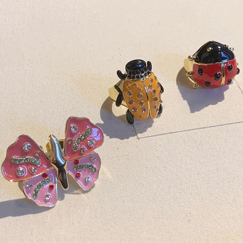 Vintage Emaille Insektenring Bunt Niedlich Schmetterling Käfer Punk Y2K Schmuck Für Frauen Geschenk