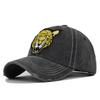 Three-dimensional Embroider Baseball Cap Leopard Embroidered Peaked Cap Washed Distressed Curved Brim Hat Sun Hat Cb354 Cotton