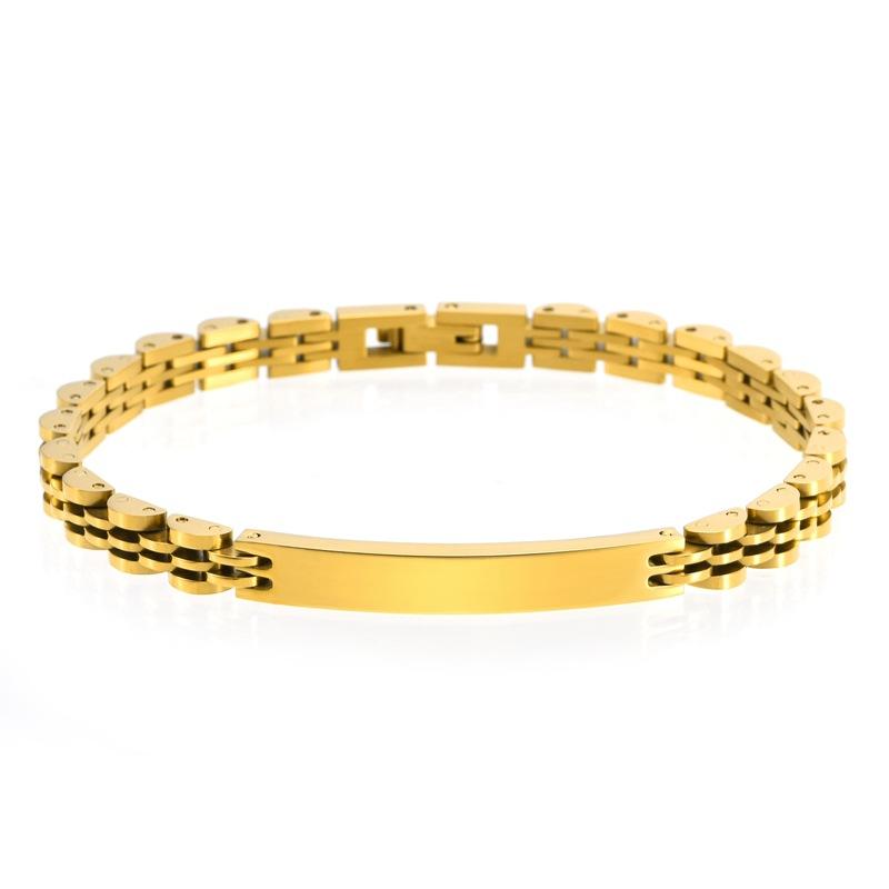 8Mm Wide Adjustable Five-bead Curved Brand Bracelet Simple and Fashionable Lettering 18k Gold-plated Watch Chain Female 23cm