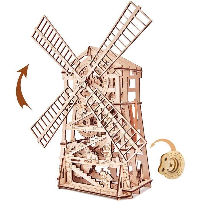 Wood Trick 3D Puzzle En Bois Moulin À Vent Mécanique