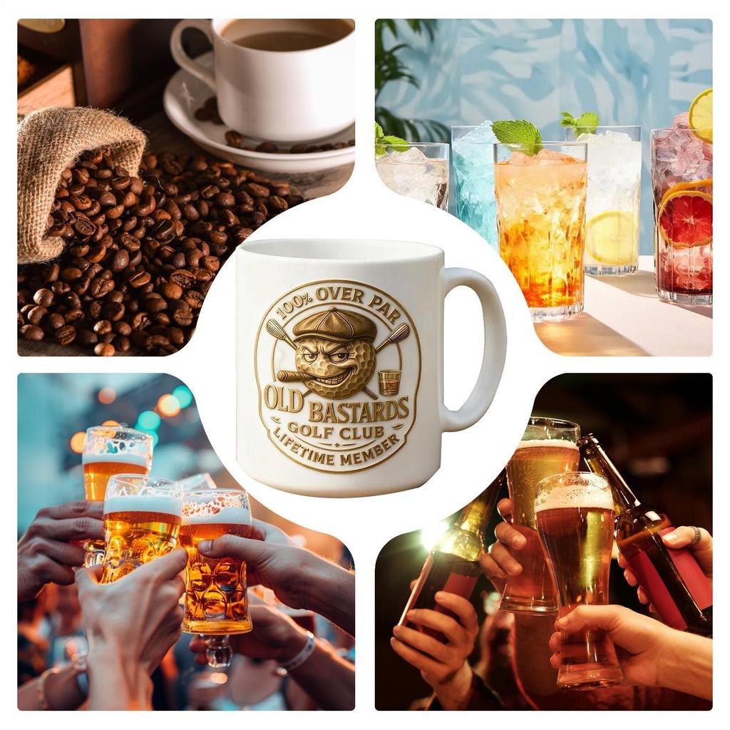 Golf Mug Funny 350ml Ceramic Beverage Container Tea Mug With Handle For Golfers Club Members Tournament Course Office Home