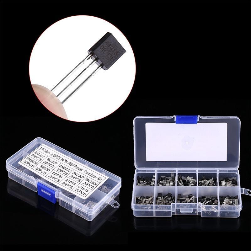 200pcs 10 Values Silicon Transistors Assortment BC337 2N3904 2N2222 Transistor Kit BC327 2N2907 2N3906