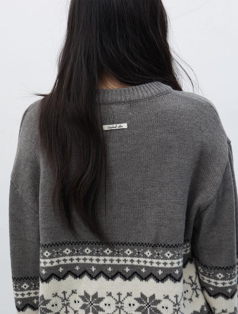 GENERALIDEA Swan Nordic Knit Pullover [Grey] / Wbe4L05552