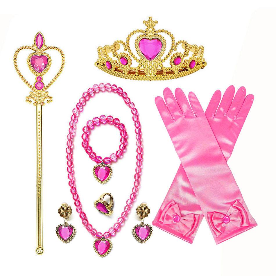 Children'S Accessories Set Love Snowflake Crown Magic Wand Princess Necklace Gloves