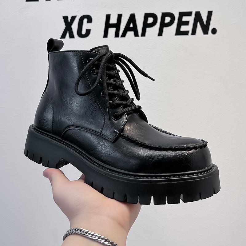 

Черные ретро ботинки Мартин на высокой платформе в британском стиле, мужские 2024, новые короткие ковбойские ботинки в западном стиле 86119-A 38 чёрный