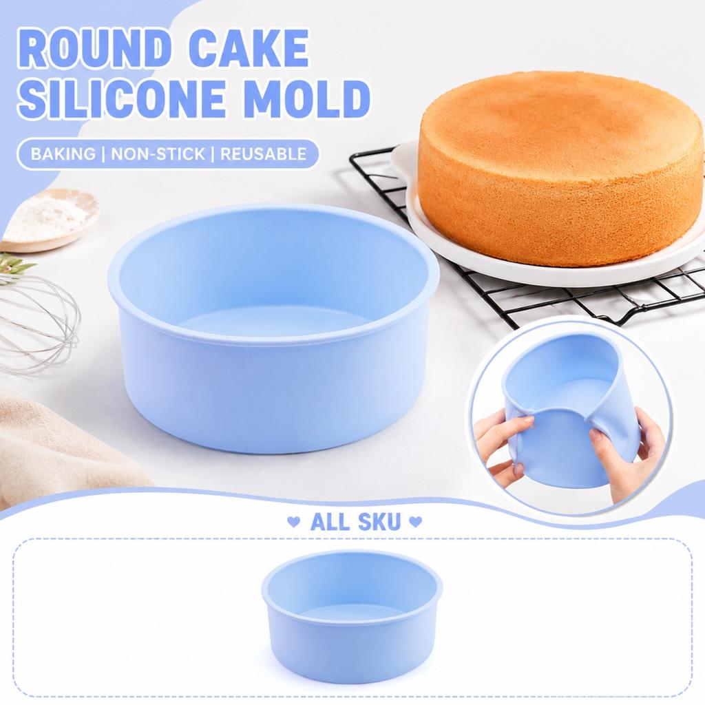 Round Silicone Pan for Baking - Flexible Nonstick for Cakes, Breads and Desserts