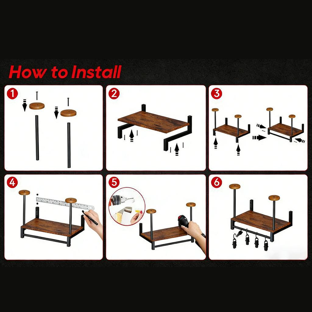 Elegante Portacasco in Legno Naturale da Parete per Decorazione Casa Moderna Installazione Facile Organizer per Stoccaggio