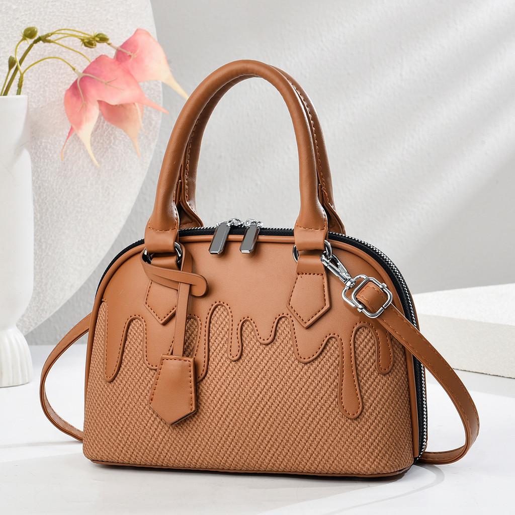 Pu Shell Bag With Splicing Design For Daily Casual Womens Crossbody And Shoulder Use