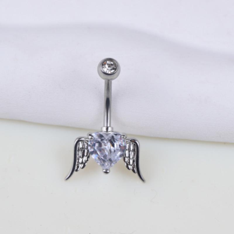 Fashion Bowknot Heart Navel Rings For Women Sexy Belly Button Nail Body Piercings Jewelry Stainless Steel Belly Button Ring Gift
