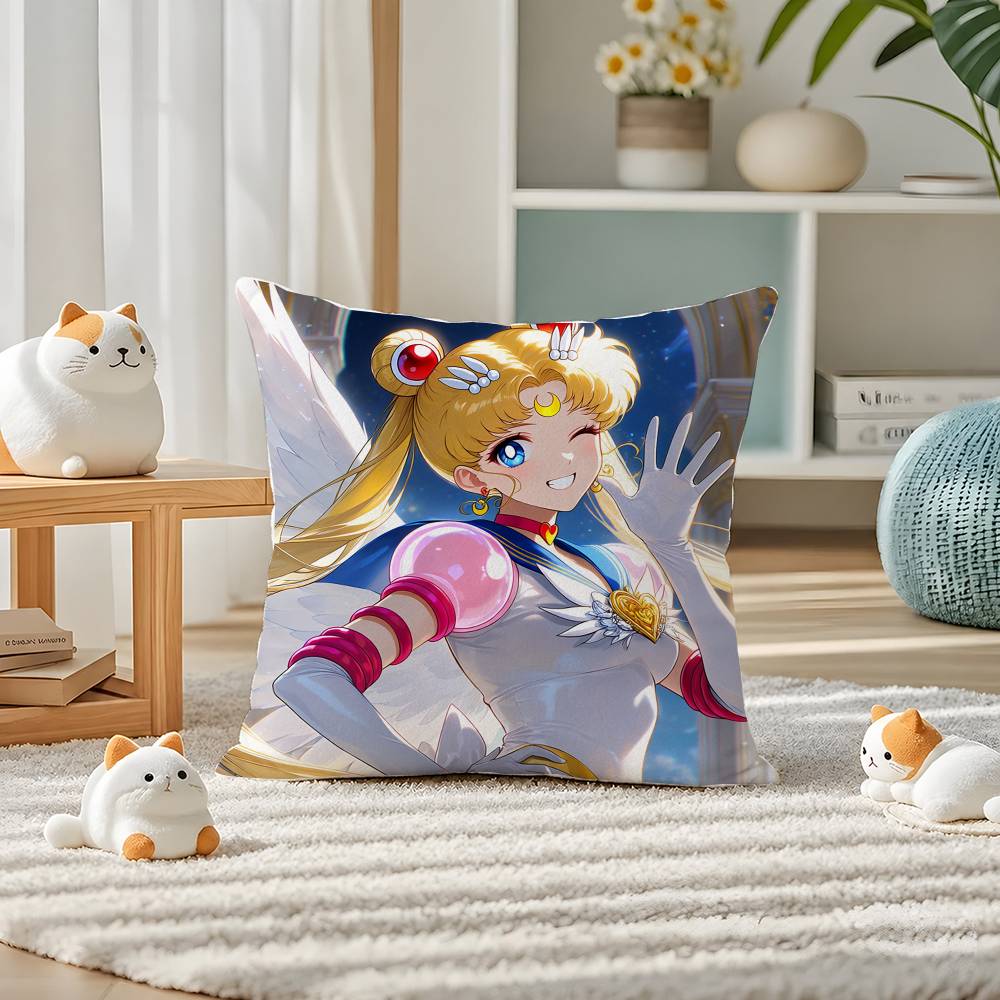 Sailor Moon Sailor Jupiter Anime Plush Pillow Cover Soft Short Plush Cushion Cover For Sofa Bedroom Home Decor Gift Decoration