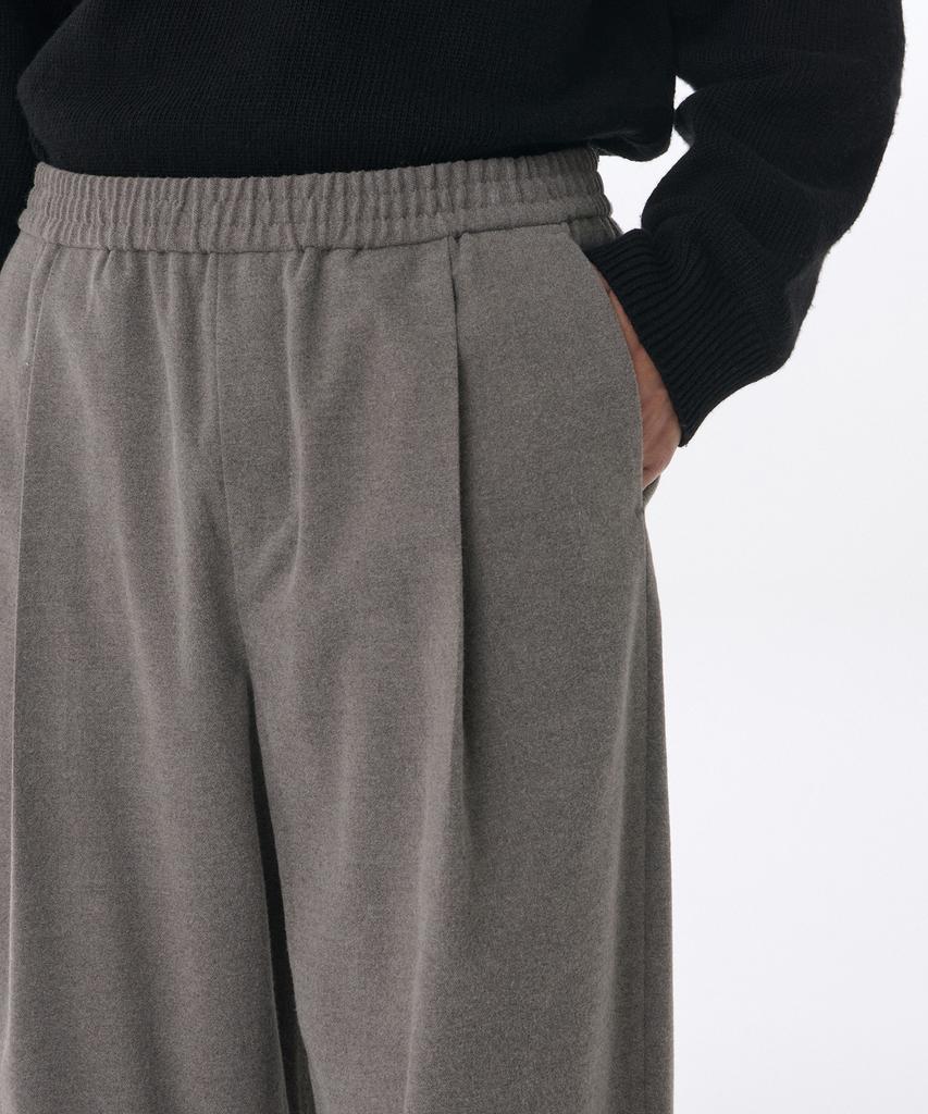 Musinsa Standard Brushed One-Pleat Wide Elastic Slacks [Heather Beige]