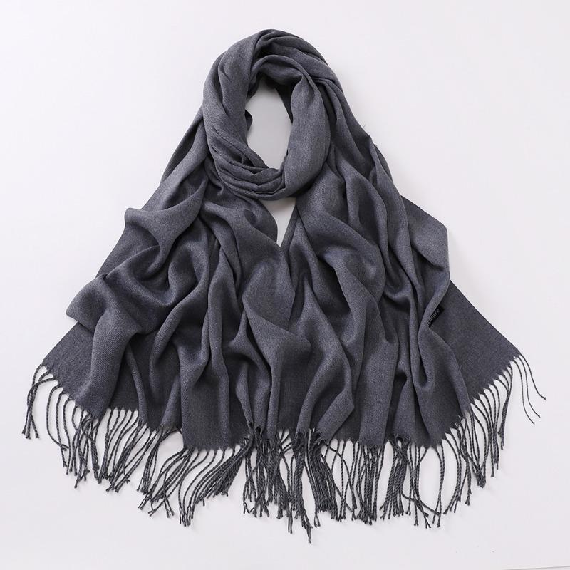 Autumn and winter various solid color imitation cashmere scarves women's monochrome thickened warm fringed shawl scarf scarf bright red scarf
